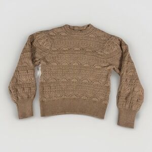 Design History Sweater Women Medium Tan‎ Textured Knit Long Sleeve Ribbed Cuff